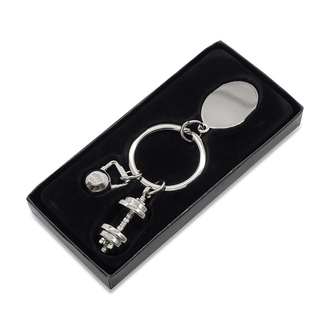 R73132 - GymKey keychain with a sports motif, silver 
