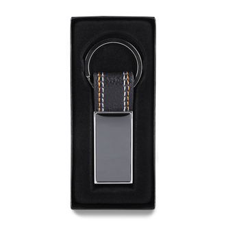 R73214 - Denim keyring, silver 