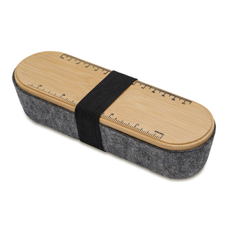 R73644 - Jasse felt pencil case with phone holder, grey 