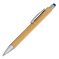 R02319.13 - Pelak bamboo pen and torch keychain in a gift box, beige 
