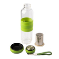 R08268.05 - 550 ml Sulmona glass bottle with tea infuser, green 