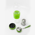 R08268.05 - 550 ml Sulmona glass bottle with tea infuser, green 