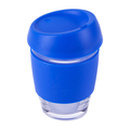 R08278.04 - 350 ml Stylish glass cup in an eco tube, blue 