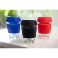 R08278.04 - 350 ml Stylish glass cup in an eco tube, blue 