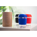 R08278.04 - 350 ml Stylish glass cup in an eco tube, blue 