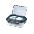 R08444.02 - Lagos glass lunch box with cutlery 1000 ml, black 
