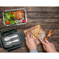 R08444.02 - Lagos glass lunch box with cutlery 1000 ml, black 