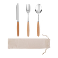 R17156.13 - Nantes Cutlery Set in Cotton Bag, beige/silver 