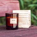 R17417.10 - Silia candle in a wooden box, brown 