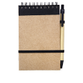 R73795.02 - Kraft notepad with ballpen, black/beige 