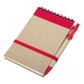 R73795.08 - Kraft notepad with ballpen, red/beige 